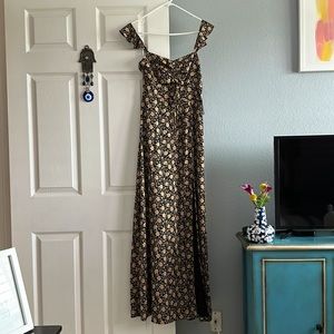 The Way to Love Black Floral Print Ruffled Maxi Dress